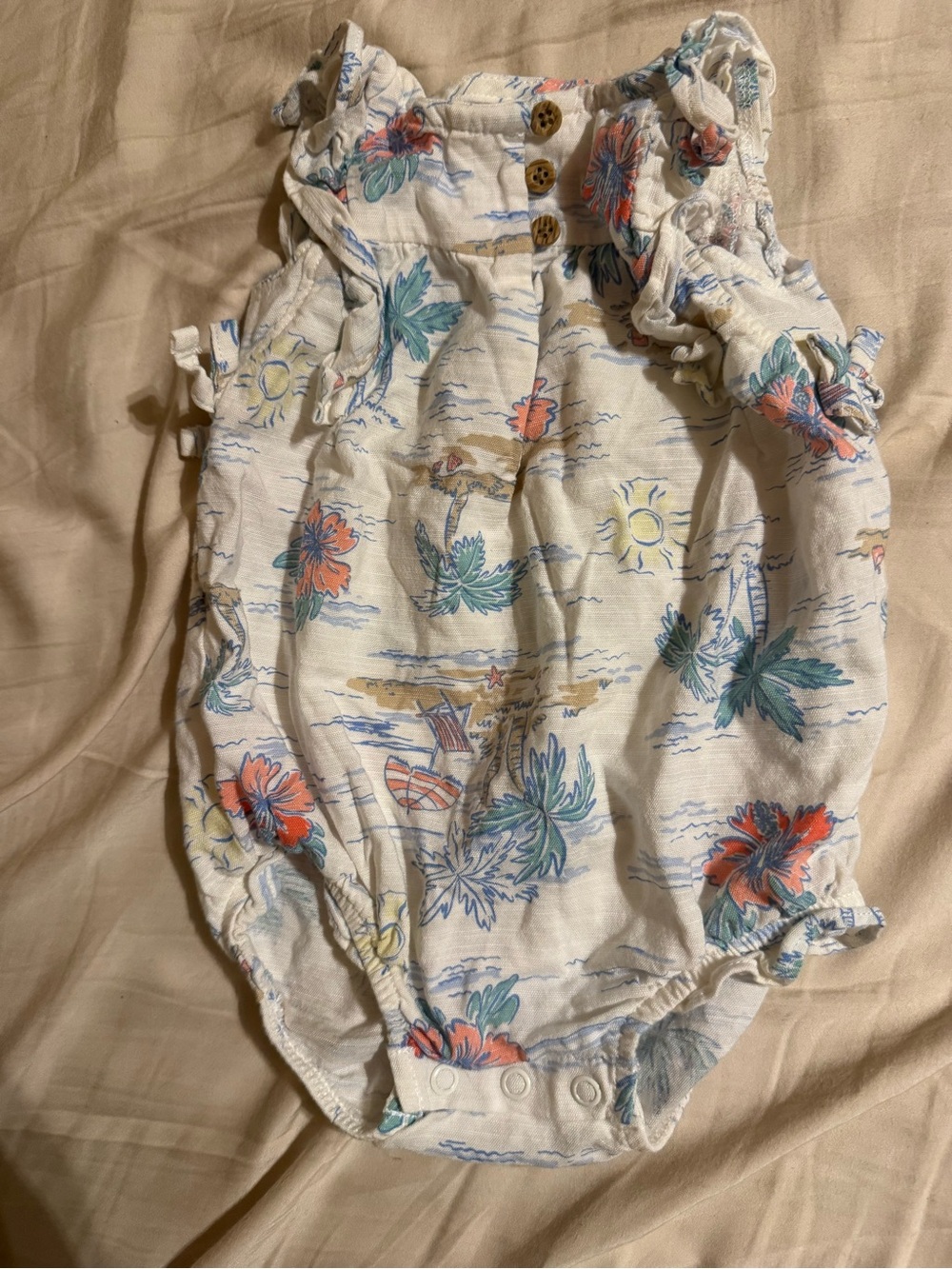 Carter's Cream Baby Outfit with Blue and Orange Floral Print